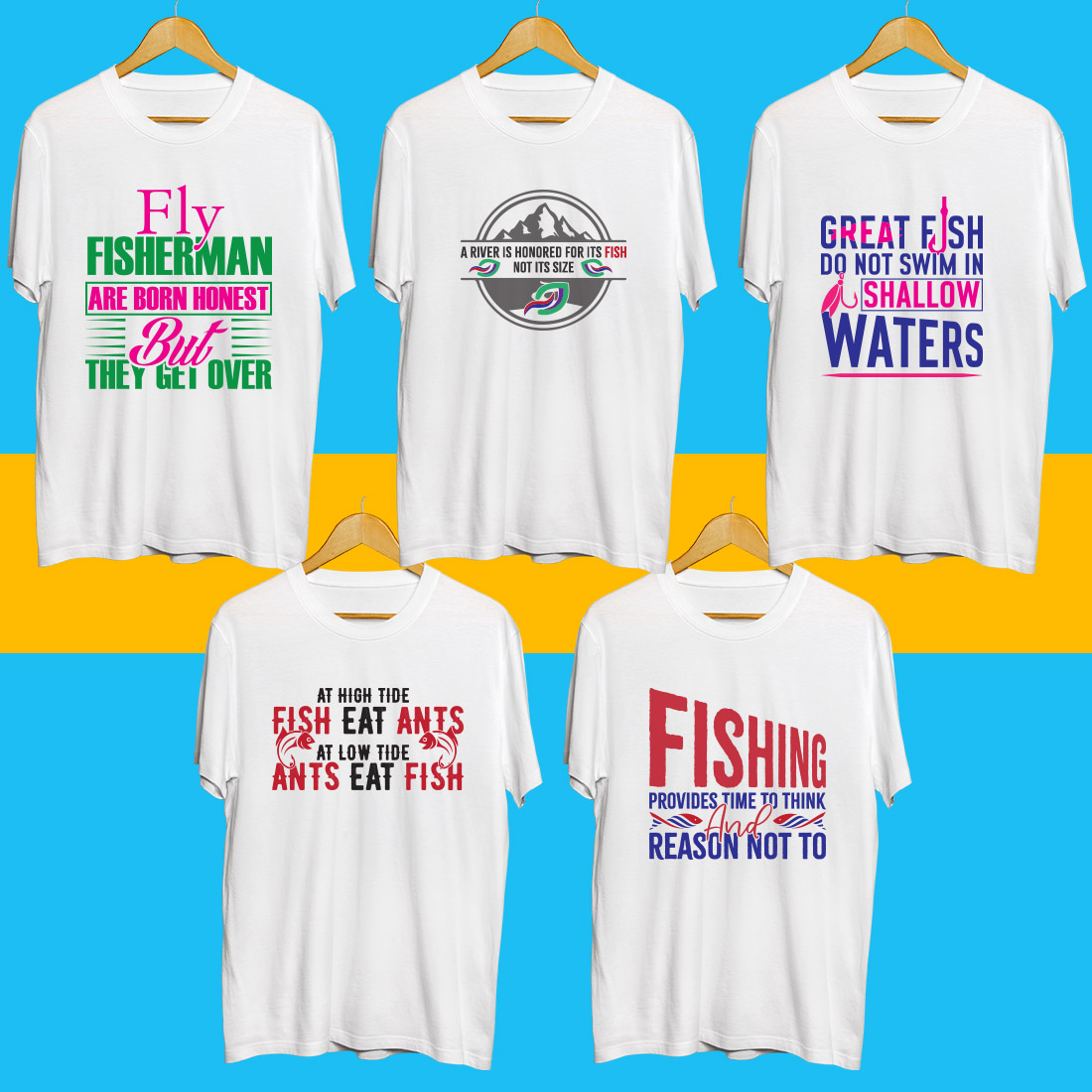 Fishing SVG T Shirt Designs Bundle cover image.