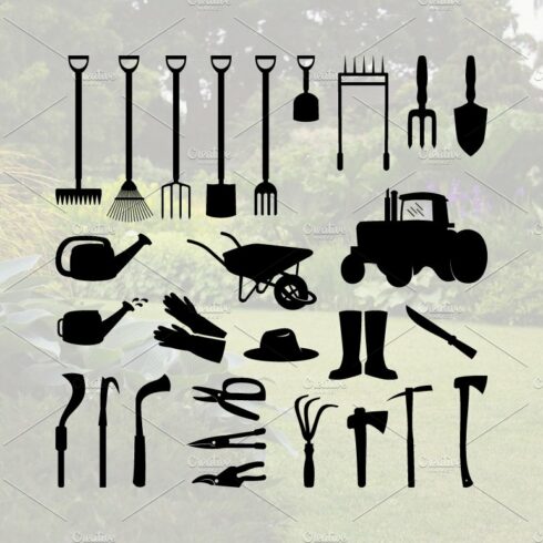 Gardening Equipment Tools Silhouette cover image.