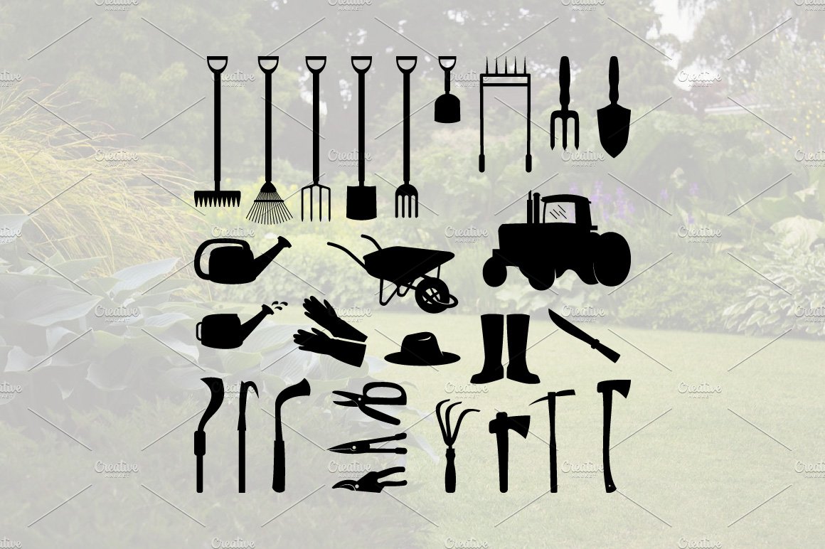 Gardening Equipment Tools Silhouette cover image.