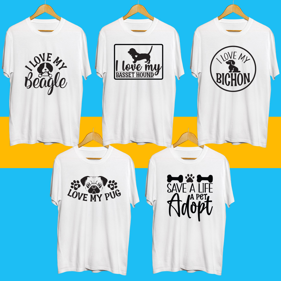 Dog SVG T Shirt Designs Bundle preview image.