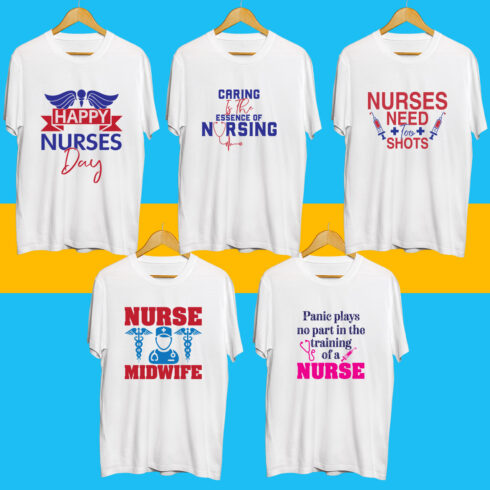 Nurse Day SVG T Shirt Designs Bundle cover image.