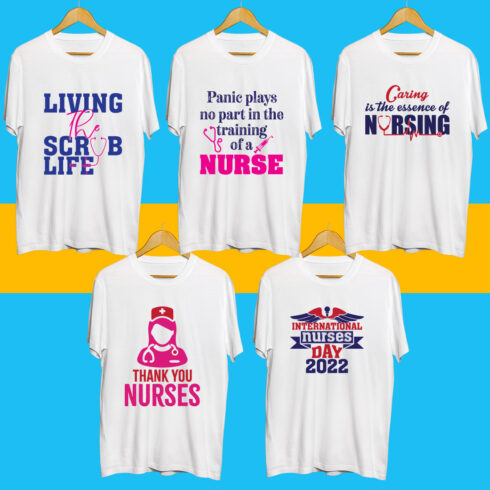 Nurse Day SVG T Shirt Designs Bundle cover image.