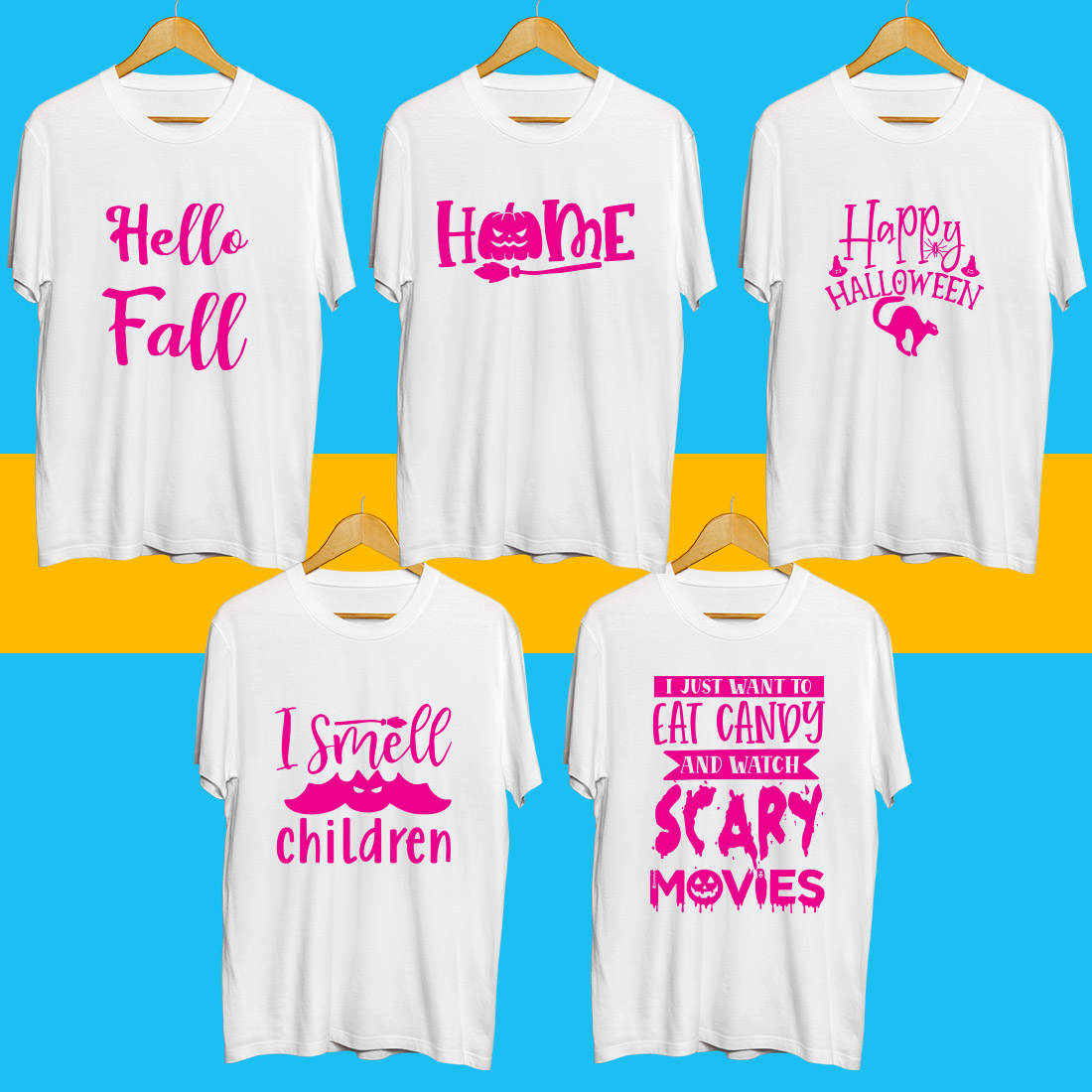 Halloween SVG T Shirt Designs Bundle cover image.