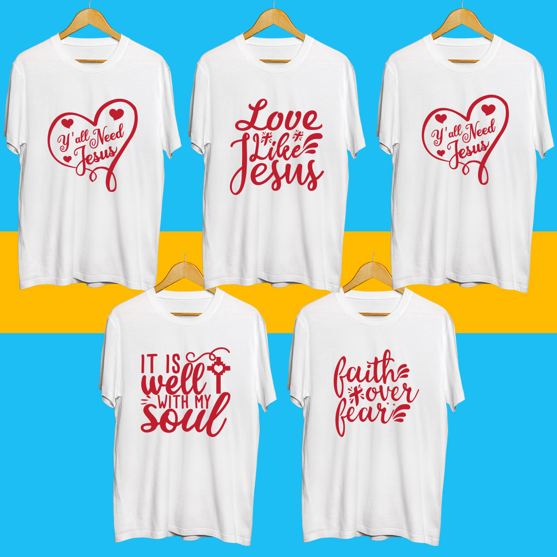 Jesus SVG T Shirt Designs Bundle preview image.