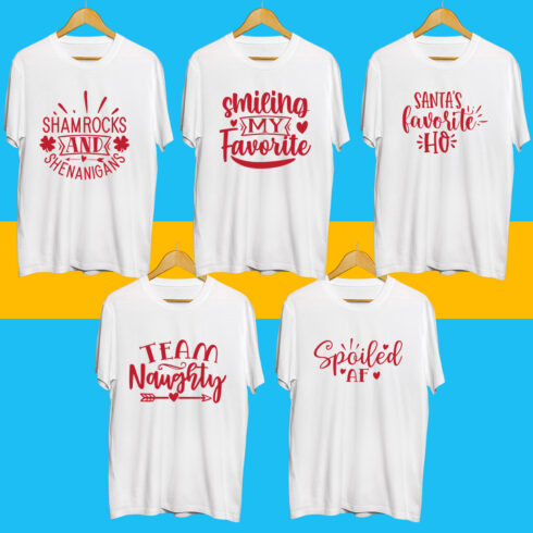 Holiday SVG T Shirt Designs Bundle cover image.