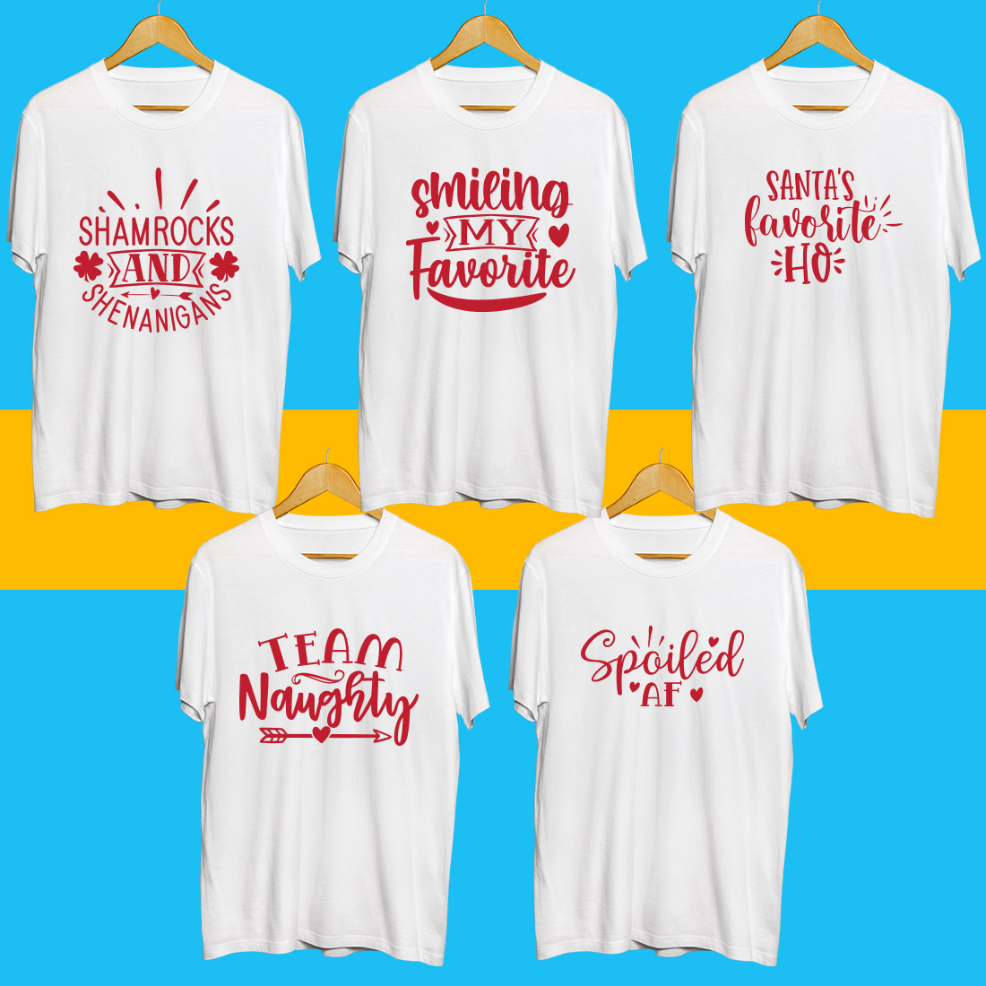 Holiday SVG T Shirt Designs Bundle cover image.