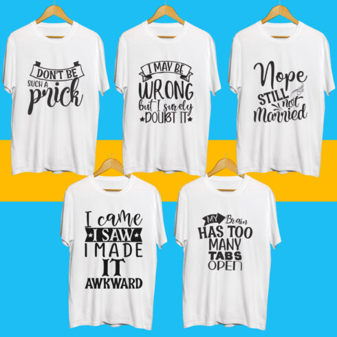 Funny SVG T Shirt Designs Bundle cover image.