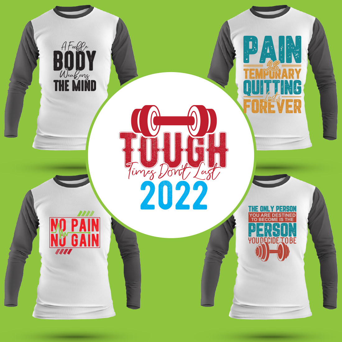 Fitness T Shirt Designs Bundle preview image.