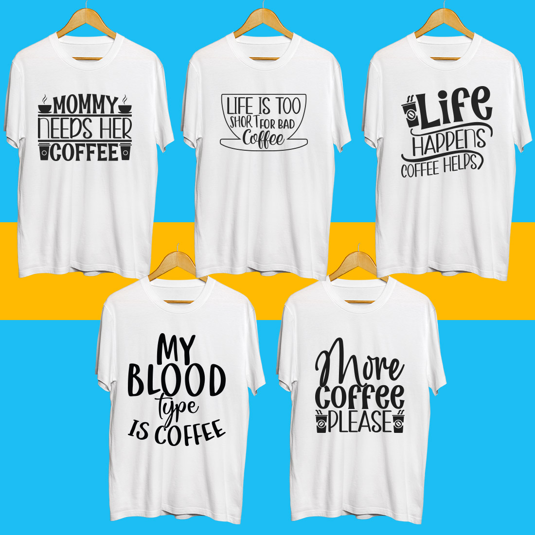 Coffee SVG T Shirt Designs Bundle cover image.