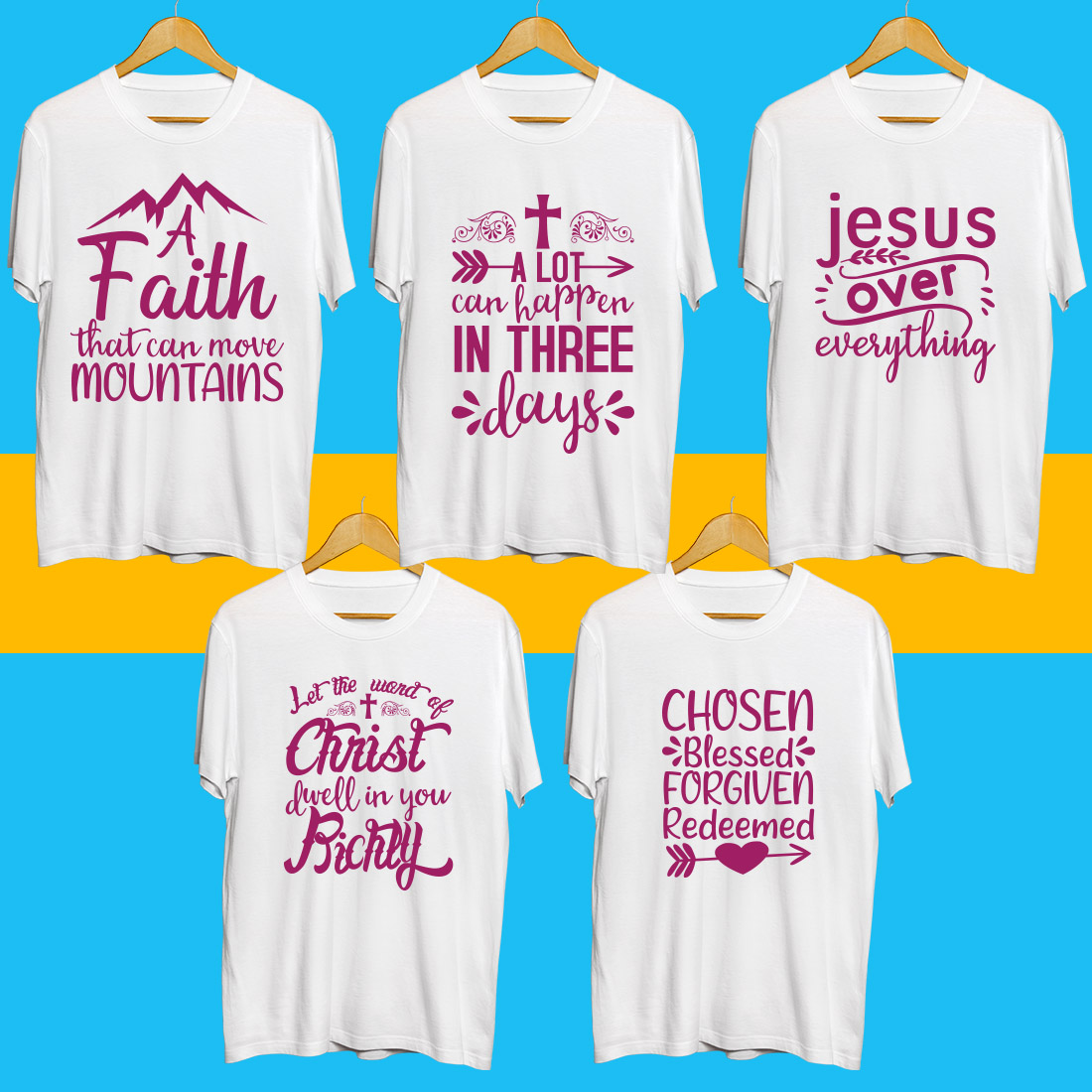 Jesus SVG T Shirt Designs Bundle cover image.