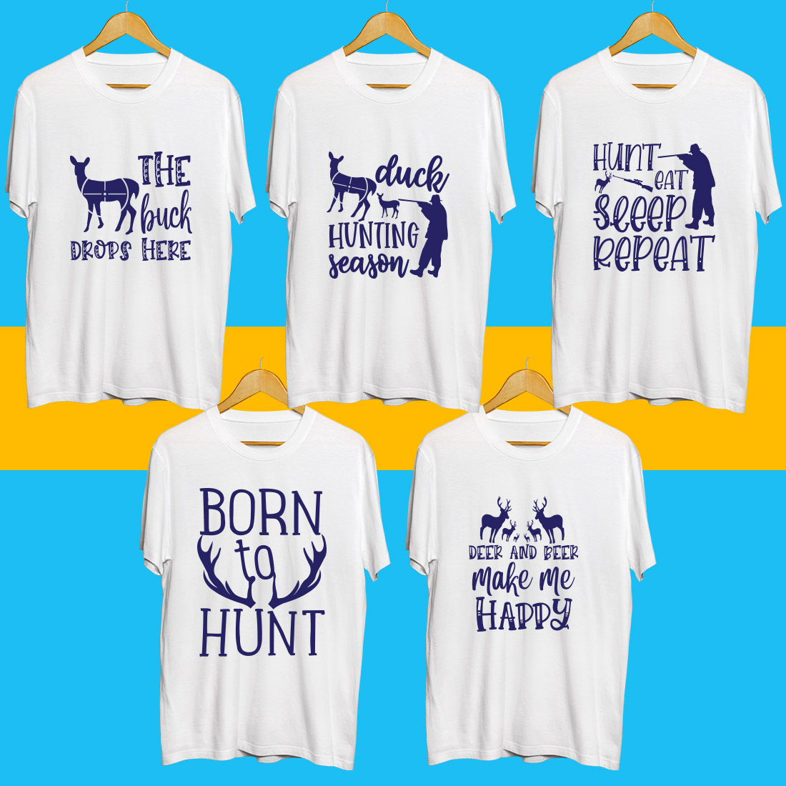 Hunting SVG T Shirt Designs Bundle cover image.