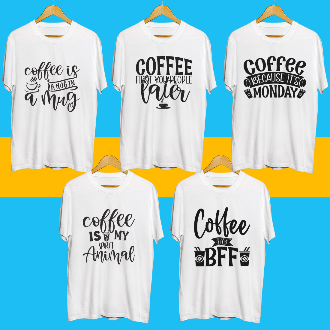 Coffee SVG T Shirt Designs Bundle preview image.