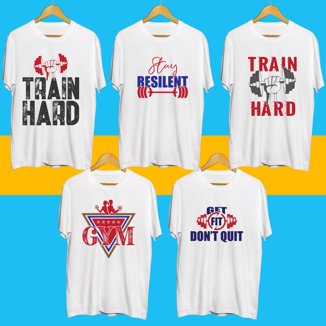 Gym SVG T Shirt Designs Bundle cover image.