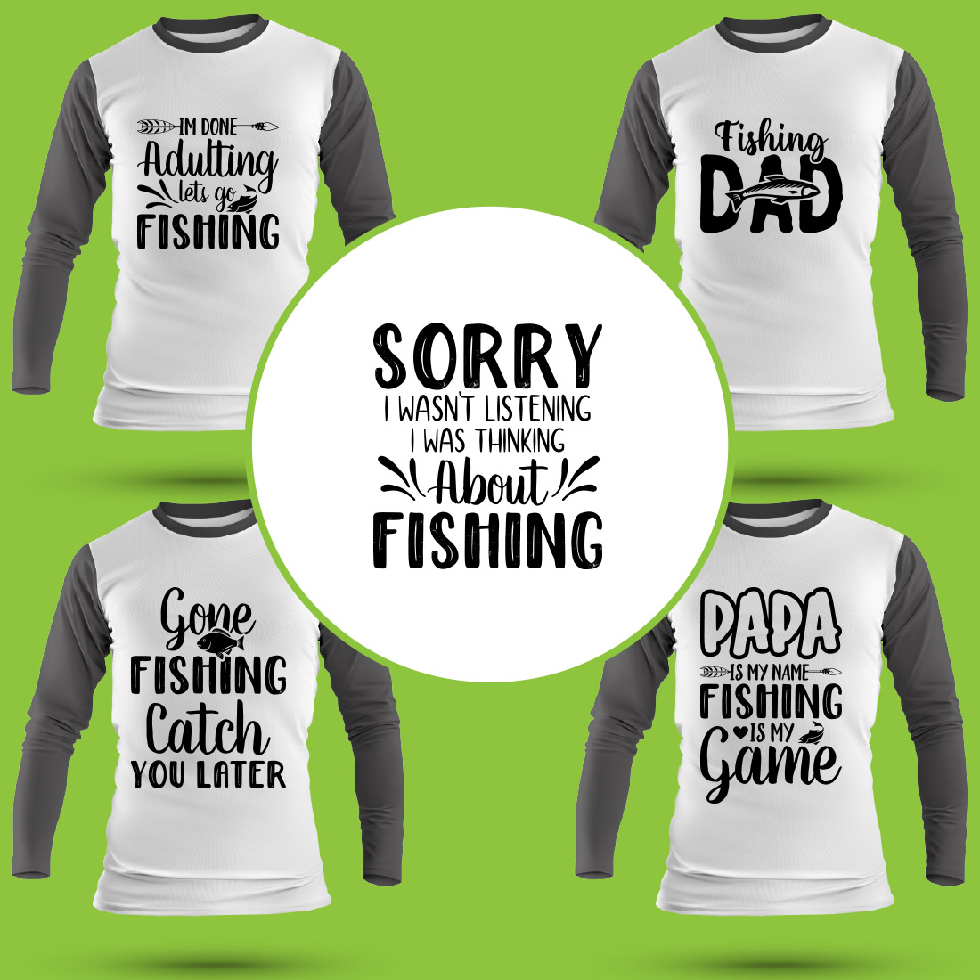 Fishing T Shirt Designs Bundle preview image.