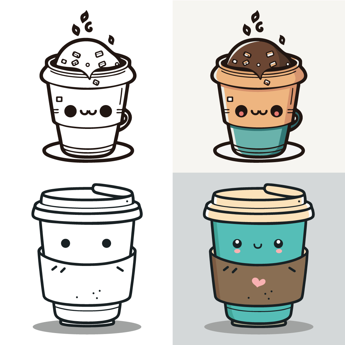 Cute Coffee Cups Clipart