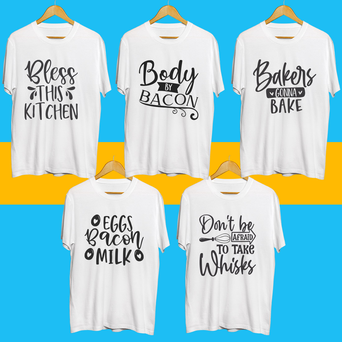 Huge Kitchen SVG T Shirt Designs Bundle cover image.