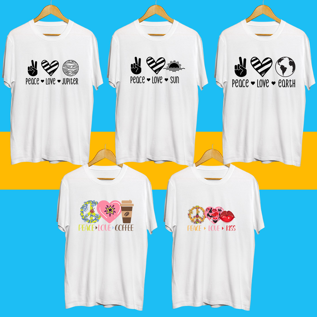 Peace love SVG Bundle preview image.