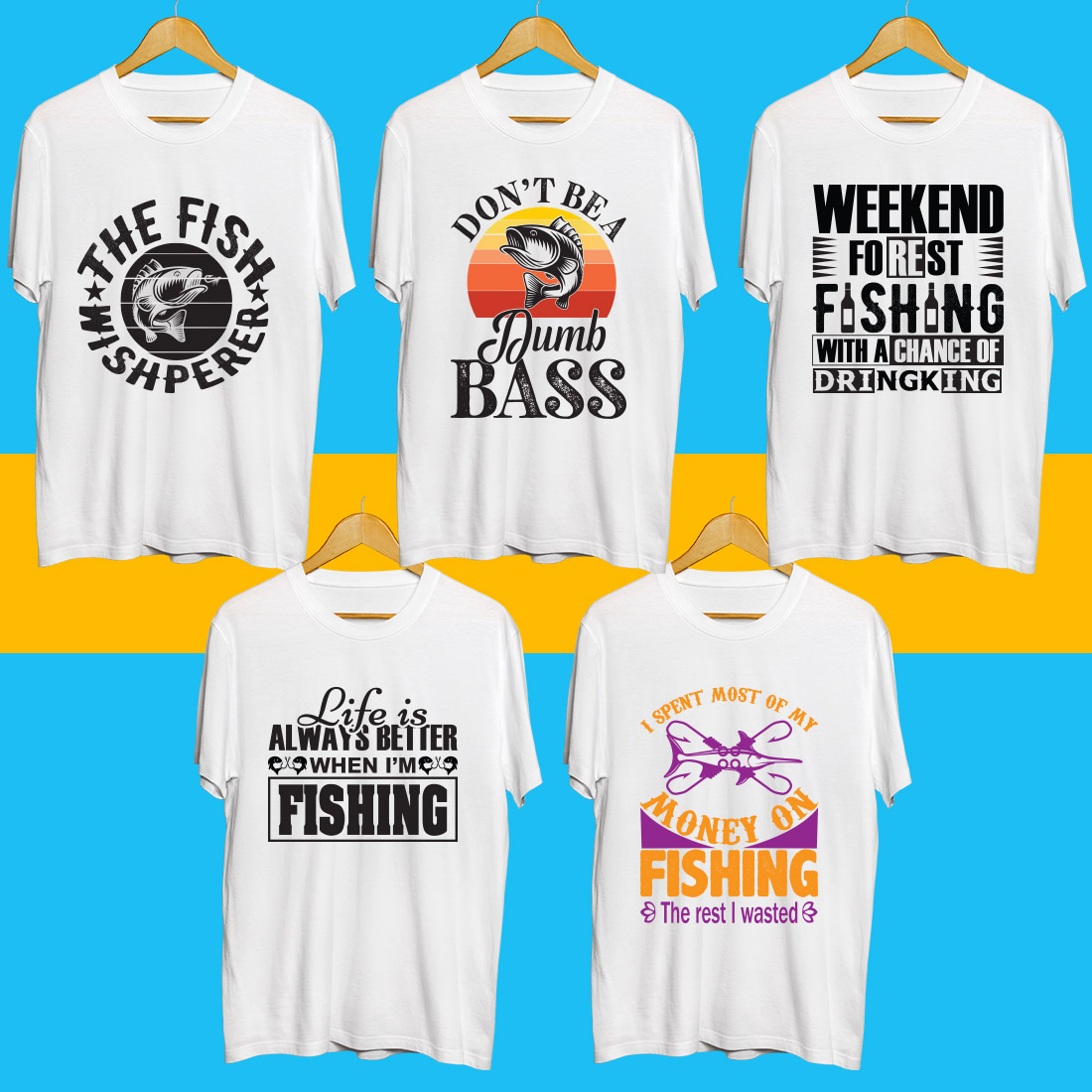 Fishing SVG T Shirt Designs Bundle preview image.