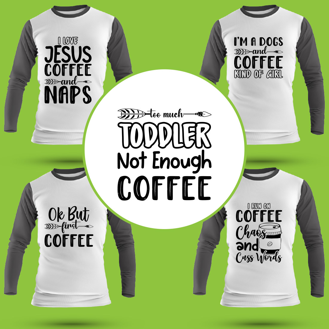 Coffee SVG T Shirt Designs Bundle preview image.