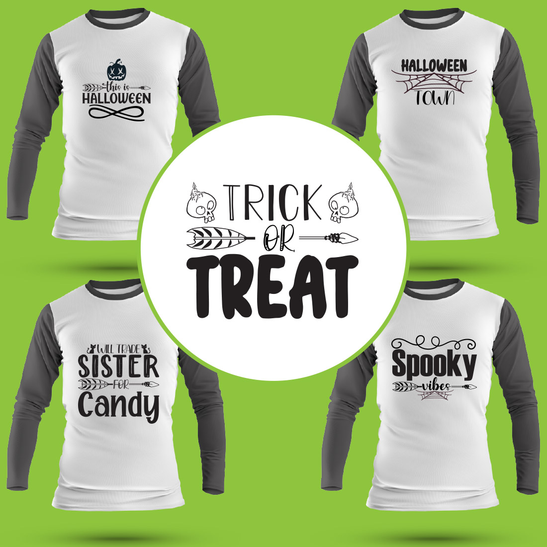 Halloween T Shirt Designs Bundle cover image.