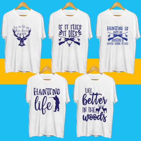Hunting SVG T Shirt Designs Bundle cover image.