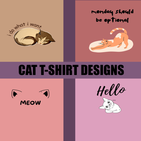 Cat T-shirt designs bundle cover image.