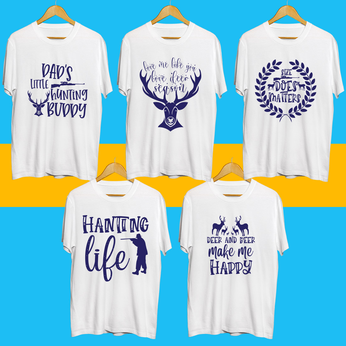 Hunting SVG T Shirt Designs Bundle cover image.