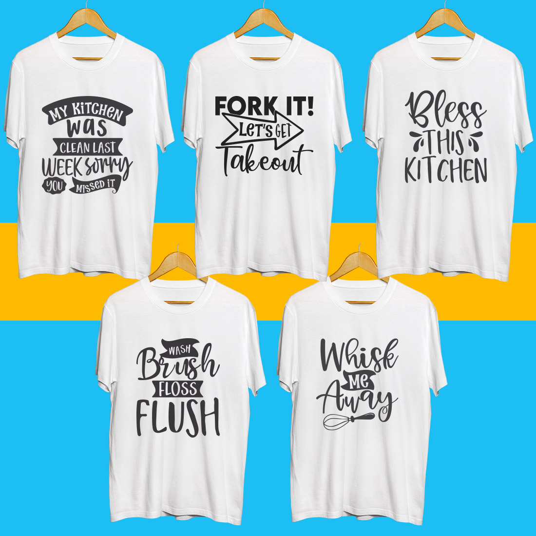 Huge Kitchen SVG T Shirt Designs Bundle cover image.