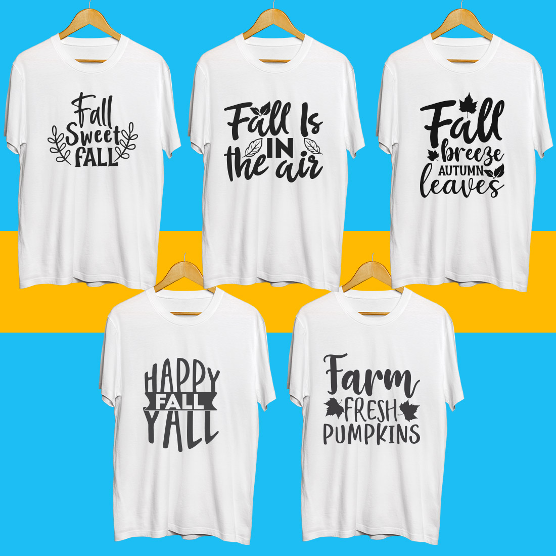 Fall SVG T Shirt Designs Bundle preview image.