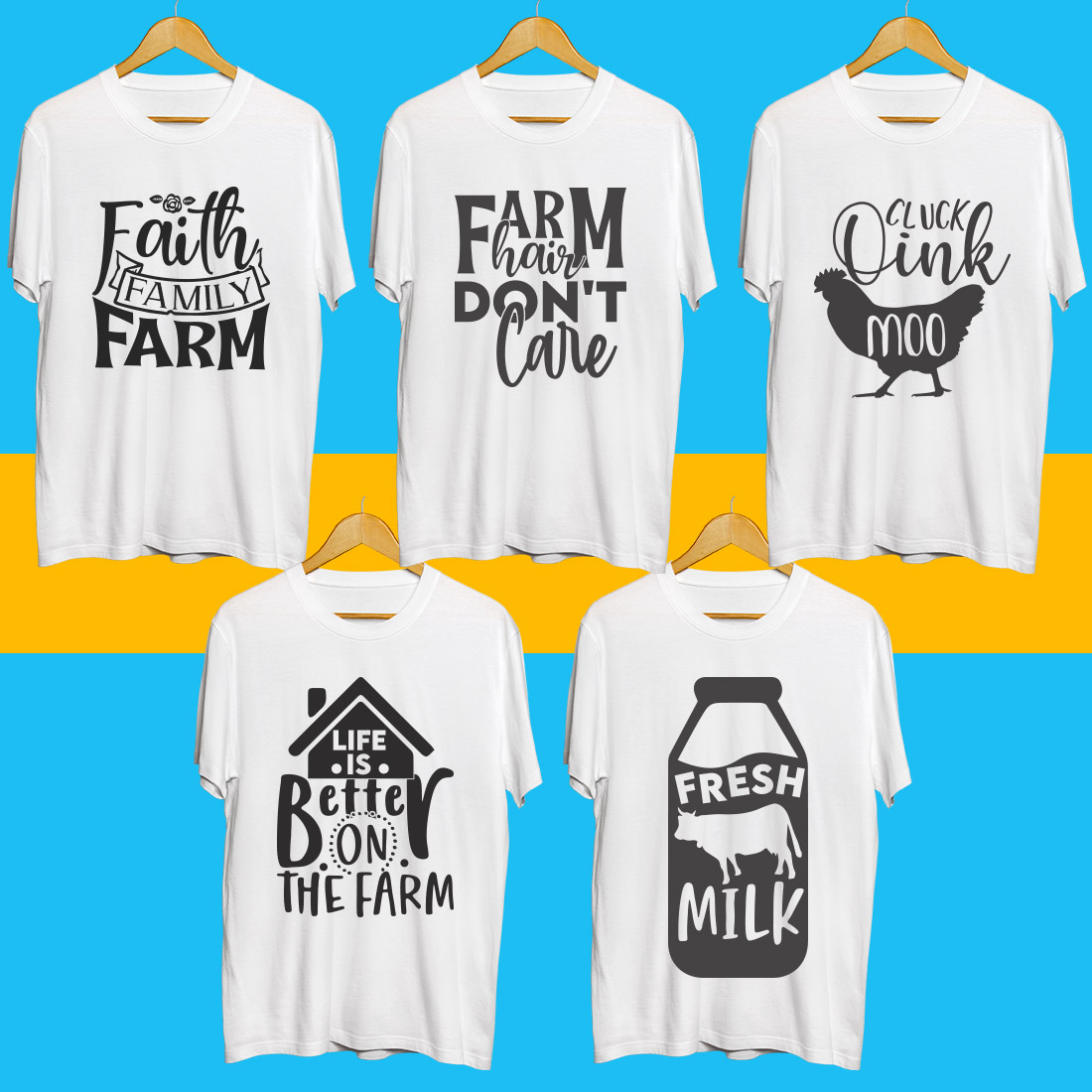 Farm SVG T Shirt Designs Bundle preview image.