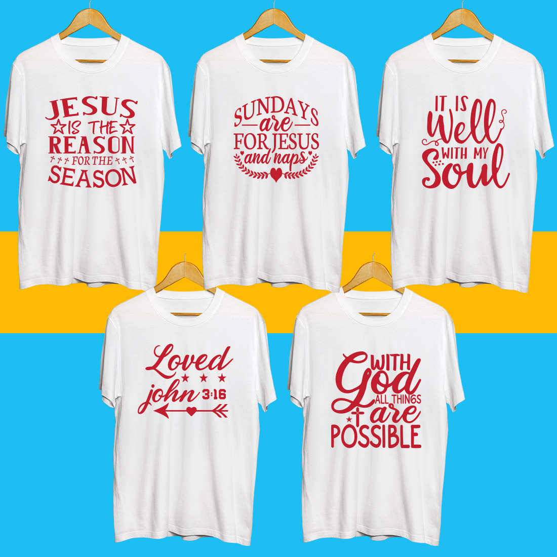 Jesus SVG T Shirt Designs Bundle preview image.