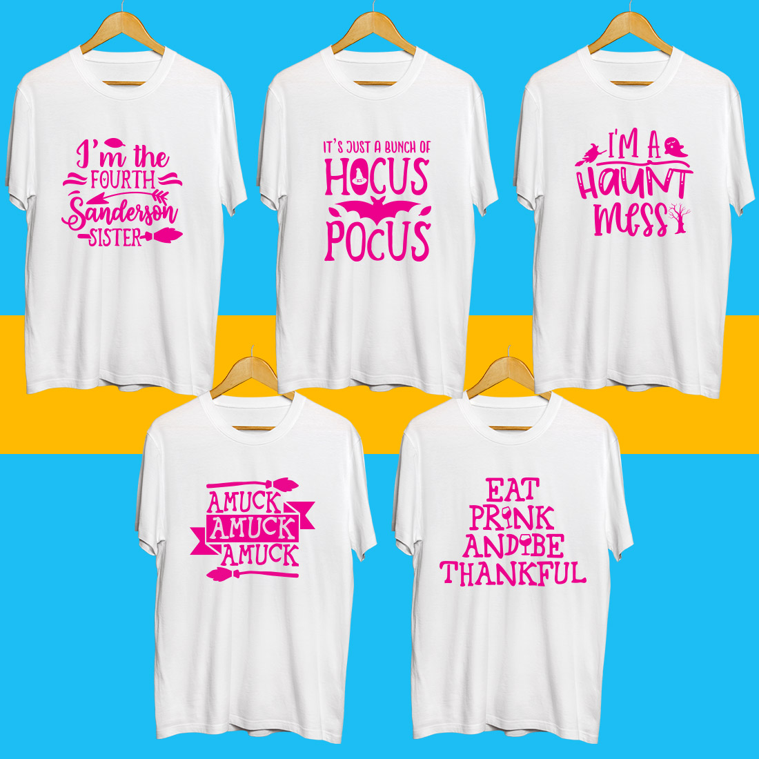 Halloween SVG T Shirt Designs Bundle preview image.