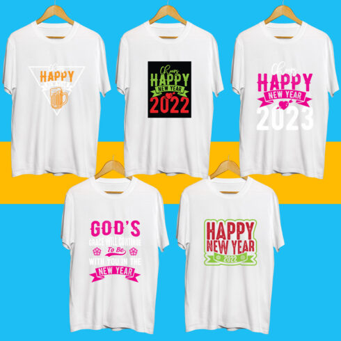 Happy new year SVG Bundle cover image.