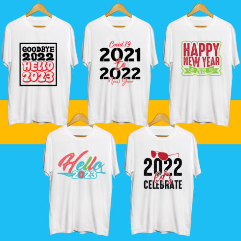 Happy new year SVG Bundle cover image.
