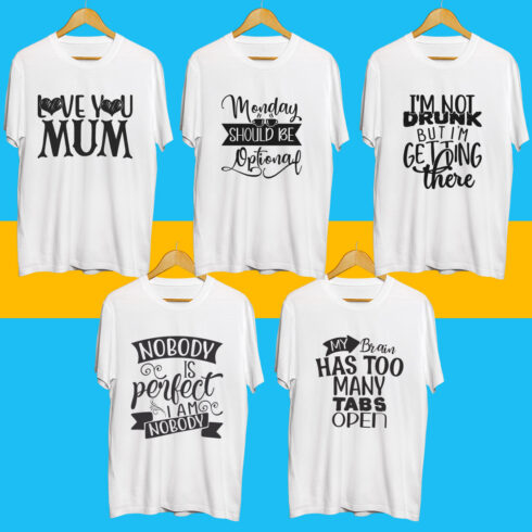 Funny SVG T Shirt Designs Bundle cover image.