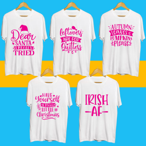 Holiday SVG T Shirt Designs Bundle cover image.