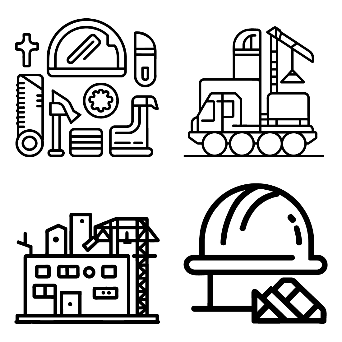 Construction Icon, flat line art, Outline style, vector for graphic and web design, and clean simple design preview image.