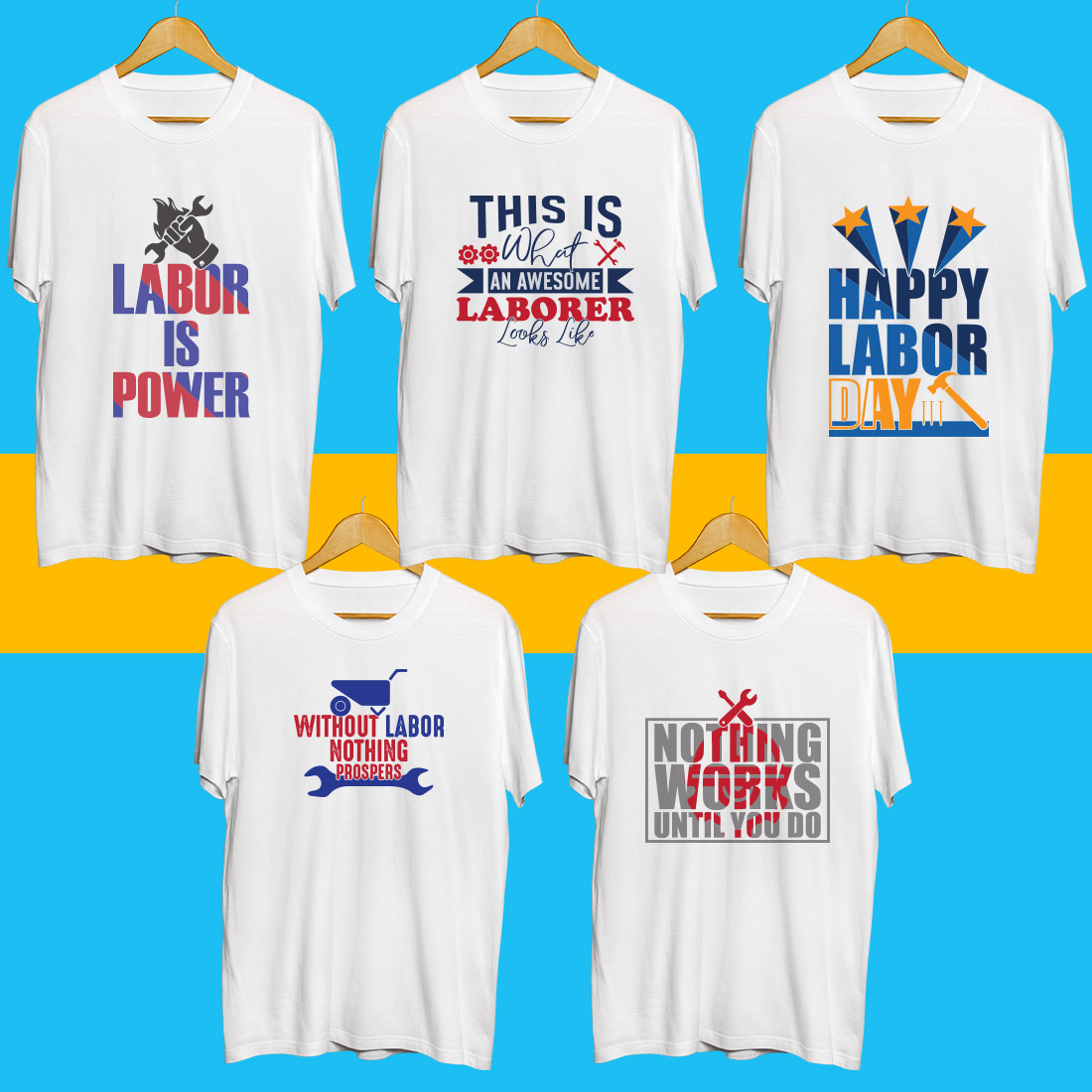 Labor SVG T Shirt Designs Bundle cover image.