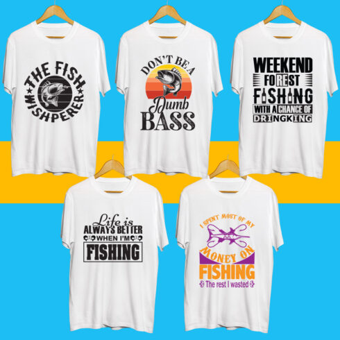 Fishing SVG T Shirt Designs Bundle cover image.