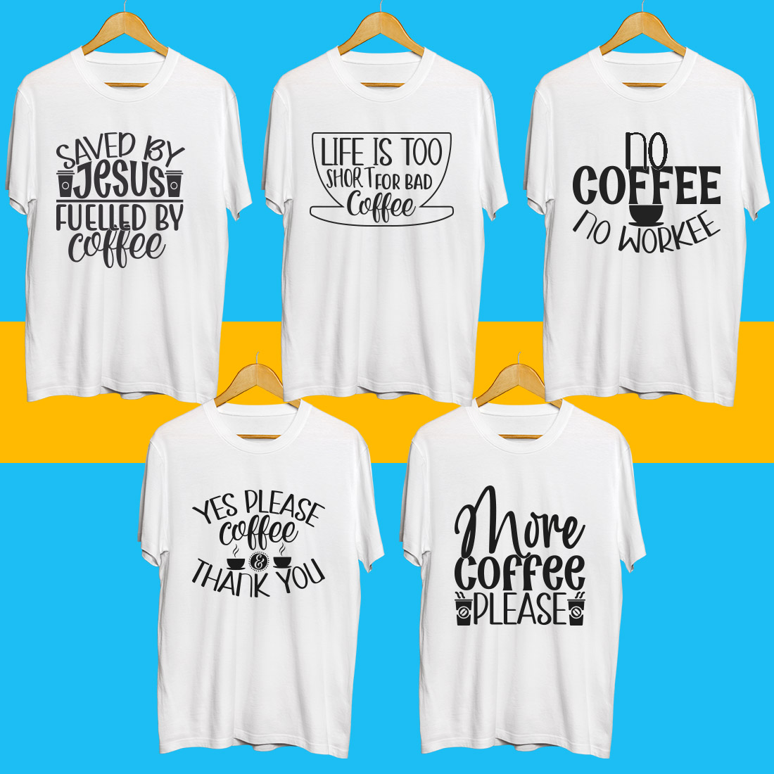 Coffee SVG T Shirt Designs Bundle preview image.