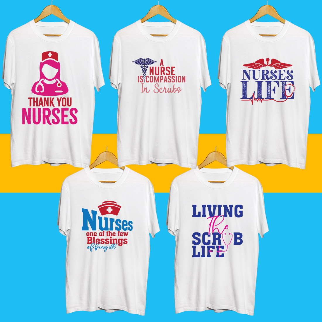 Nurse Day SVG T Shirt Designs Bundle preview image.