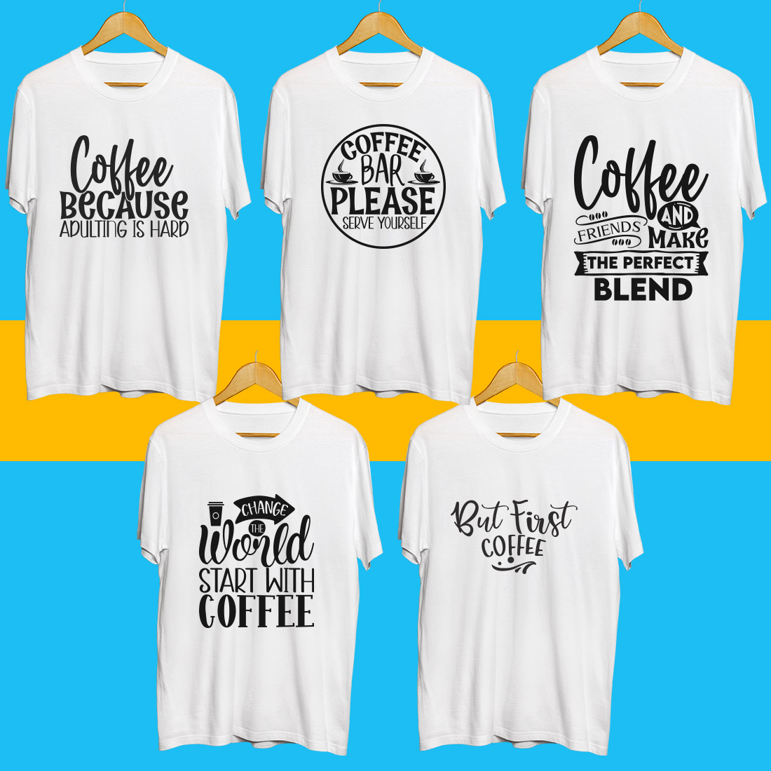 Coffee SVG T Shirt Designs Bundle cover image.