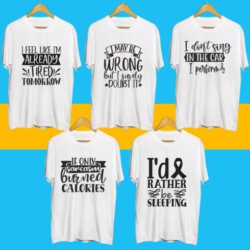 Funny SVG T Shirt Designs Bundle cover image.