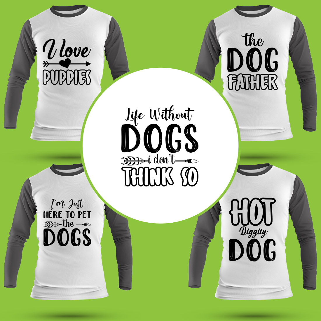 Dog T Shirt Designs Bundle preview image.