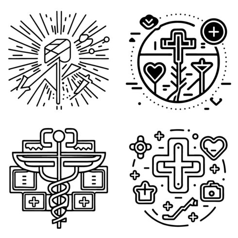 Medical Icon illustration, line art, Outline style, clean simple design, and Healthcare, and medical icons cover image.