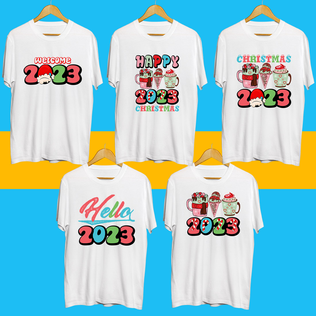 Happy new year SVG Bundle cover image.