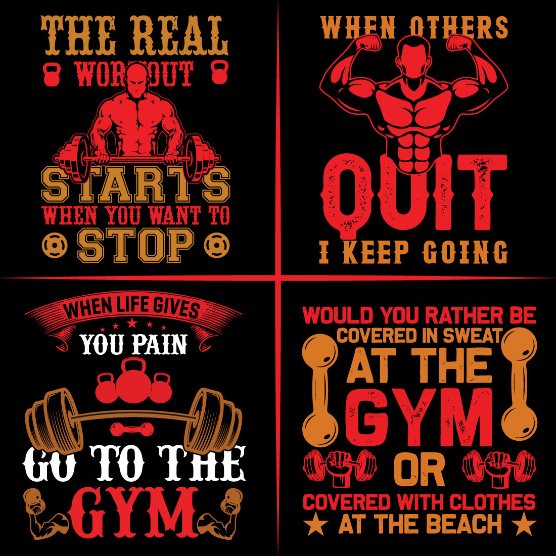 Gym Or Fitness T-Shirt Design Bundle cover image.