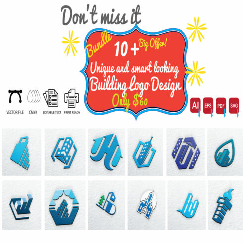 10+ Building logo design Bundle cover image.