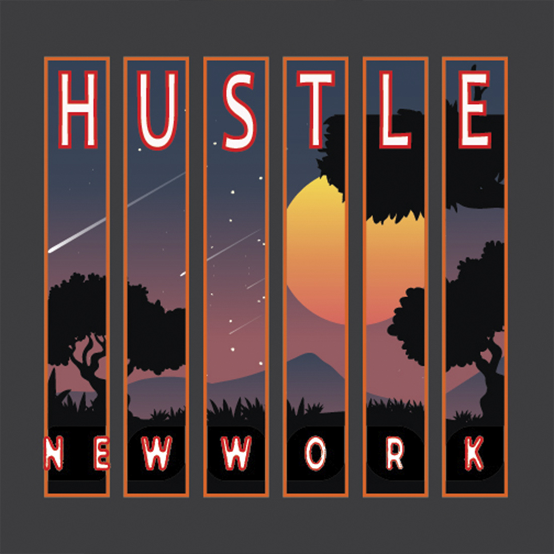 Hustle T-Shirt Design Vector preview image.