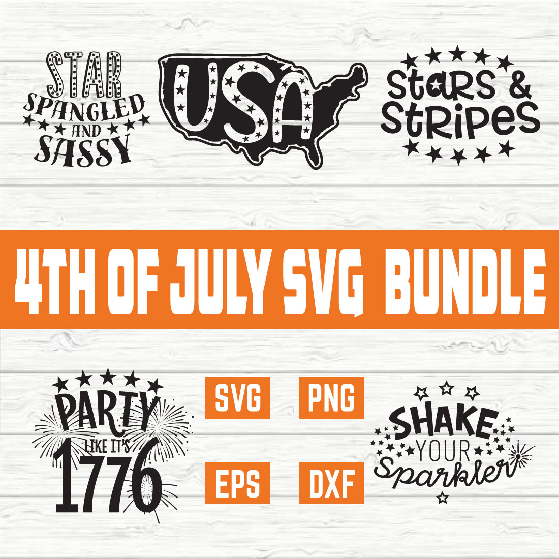 4th Of July Typography Bundle vol 8 preview image.